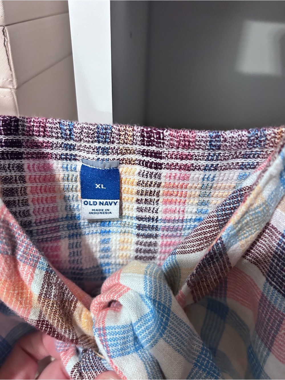 Old Navy Pink, Blue & Cream Plaid Tie-Front Spaghetti Strap Dress - Picture 3 of 4